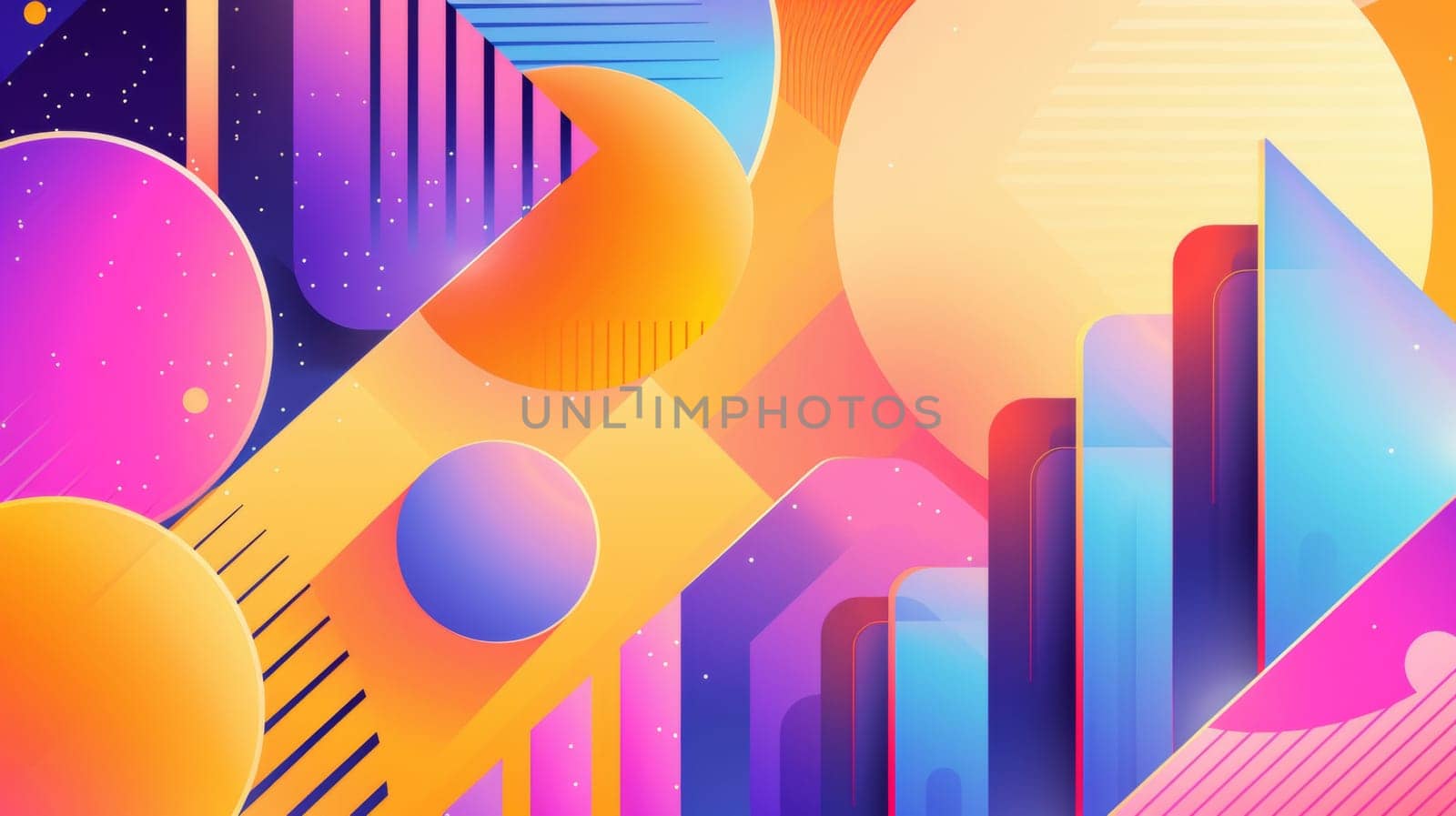 A colorful abstract background with a city in the middle