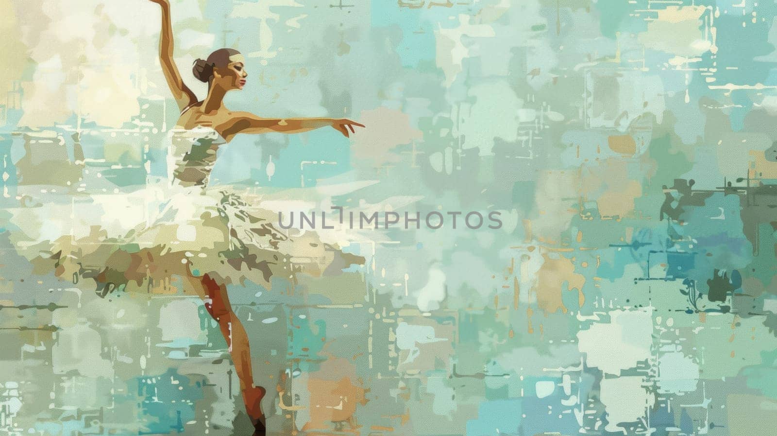 A painting of a woman in ballet attire dancing on the wall