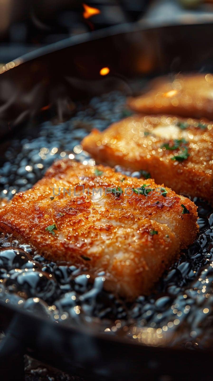 A close up of a piece of fish on top of some kind of grill