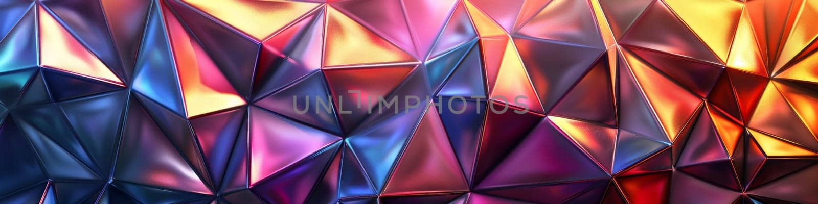 A colorful abstract background with a geometric pattern of triangles, AI by starush