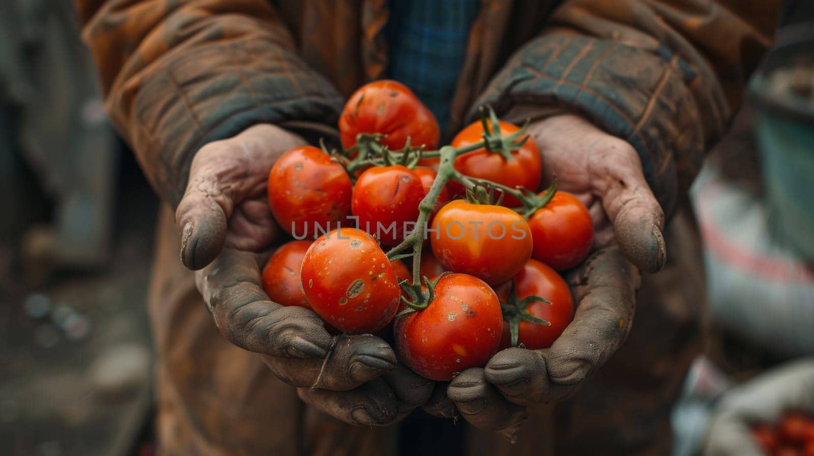 A person holding a bunch of tomatoes in their hands