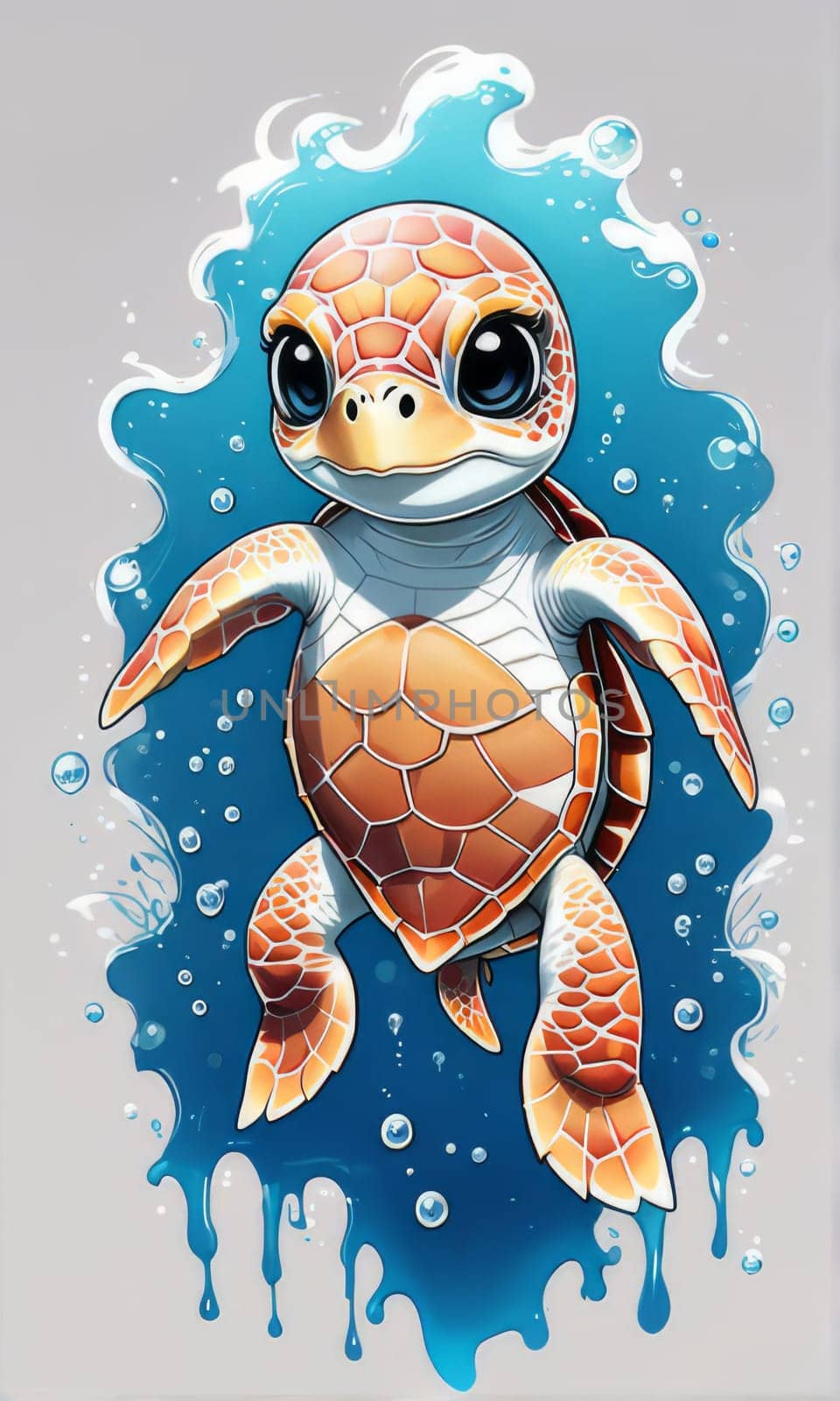 Exquisite image showcasing serene turtle gliding through crystal-clear blue waters of ocean. For fashion, clothing design, animal themed clothing advertising, Tshirt design