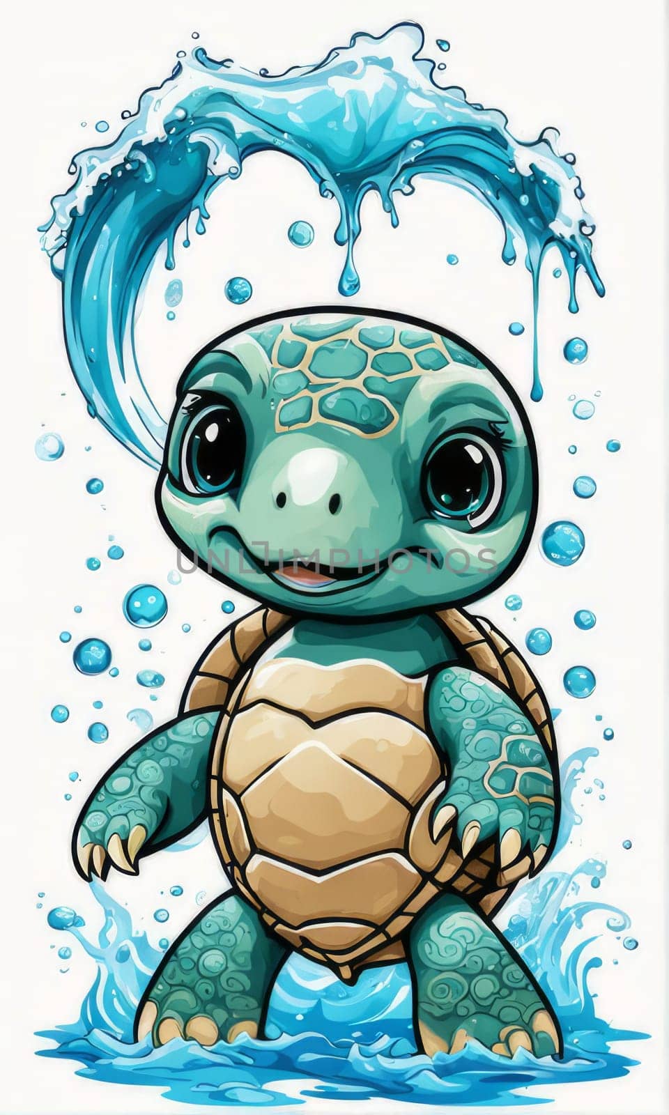 Exquisite image showcasing serene turtle gliding through crystal-clear blue waters of ocean. For fashion, clothing design, animal themed clothing advertising, Tshirt design
