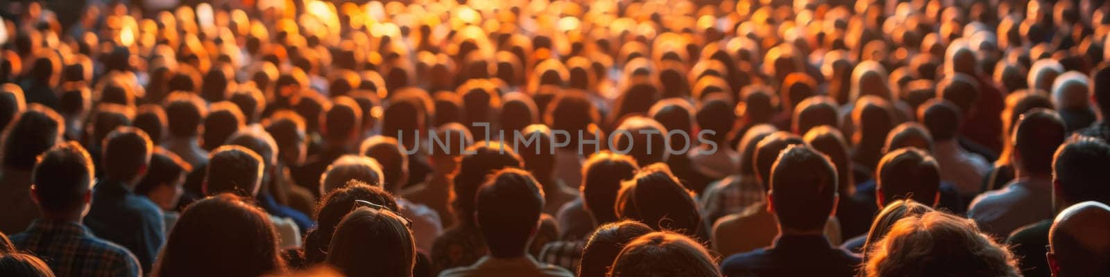 A large group of people standing in a crowd with their backs to the camera, AI by starush