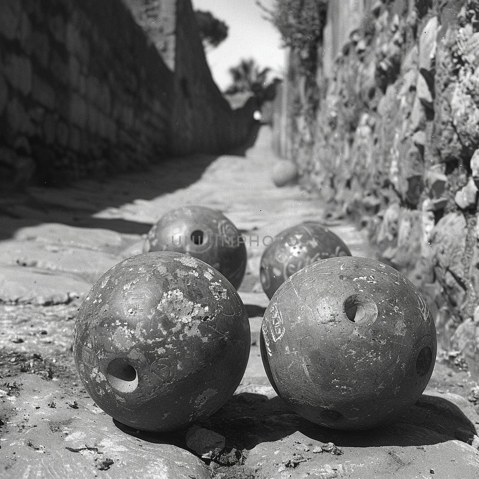 Petanque balls close to the cochonnet by Benzoix