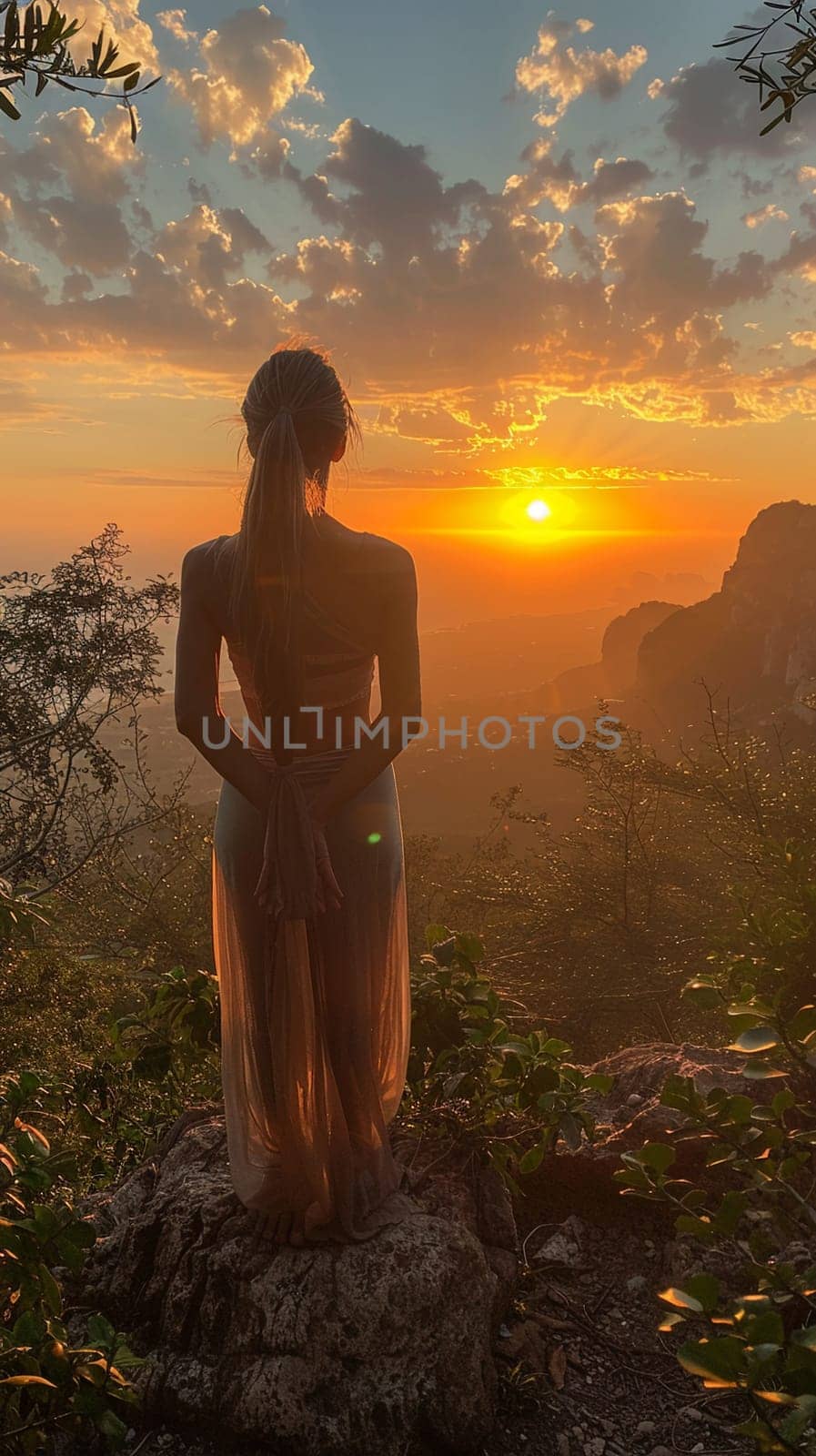 Yoga practice at sunrise, representing tranquility and well-being.