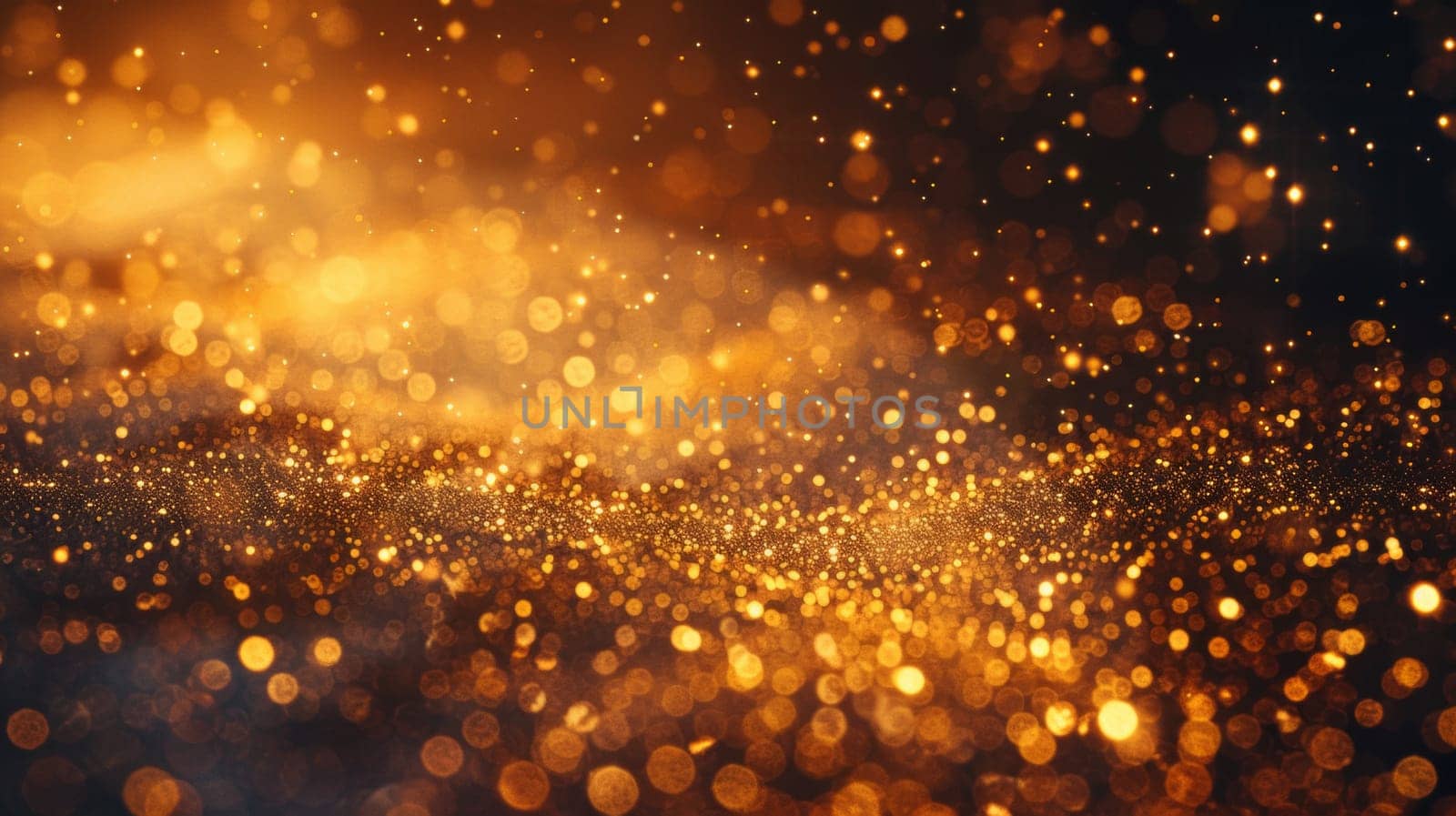 A blurry image of a gold glittery background