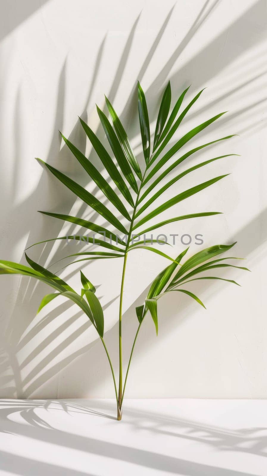 A close up of a plant with its leaves and shadow