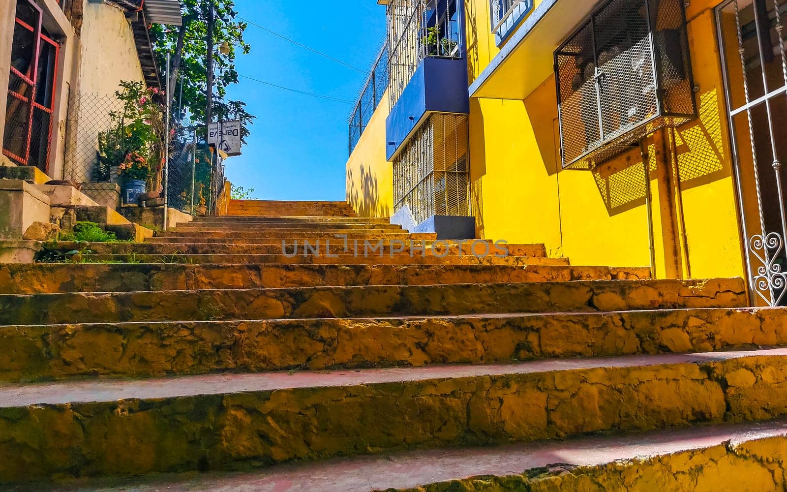 Simple stairs Steps outside in Zicatela Puerto Escondido Oaxaca Mexico.