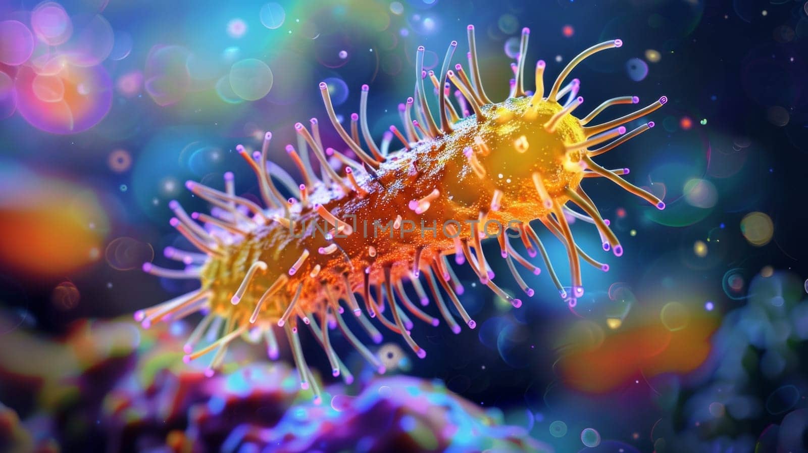 A close up of a sea slug with many colorful tentacles