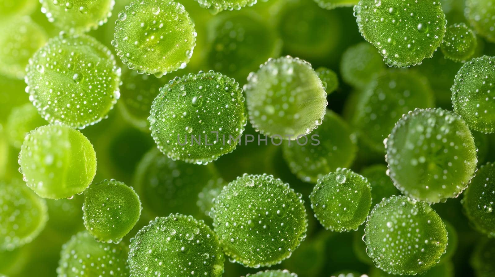 A close up of a bunch of green plants with water droplets on them
