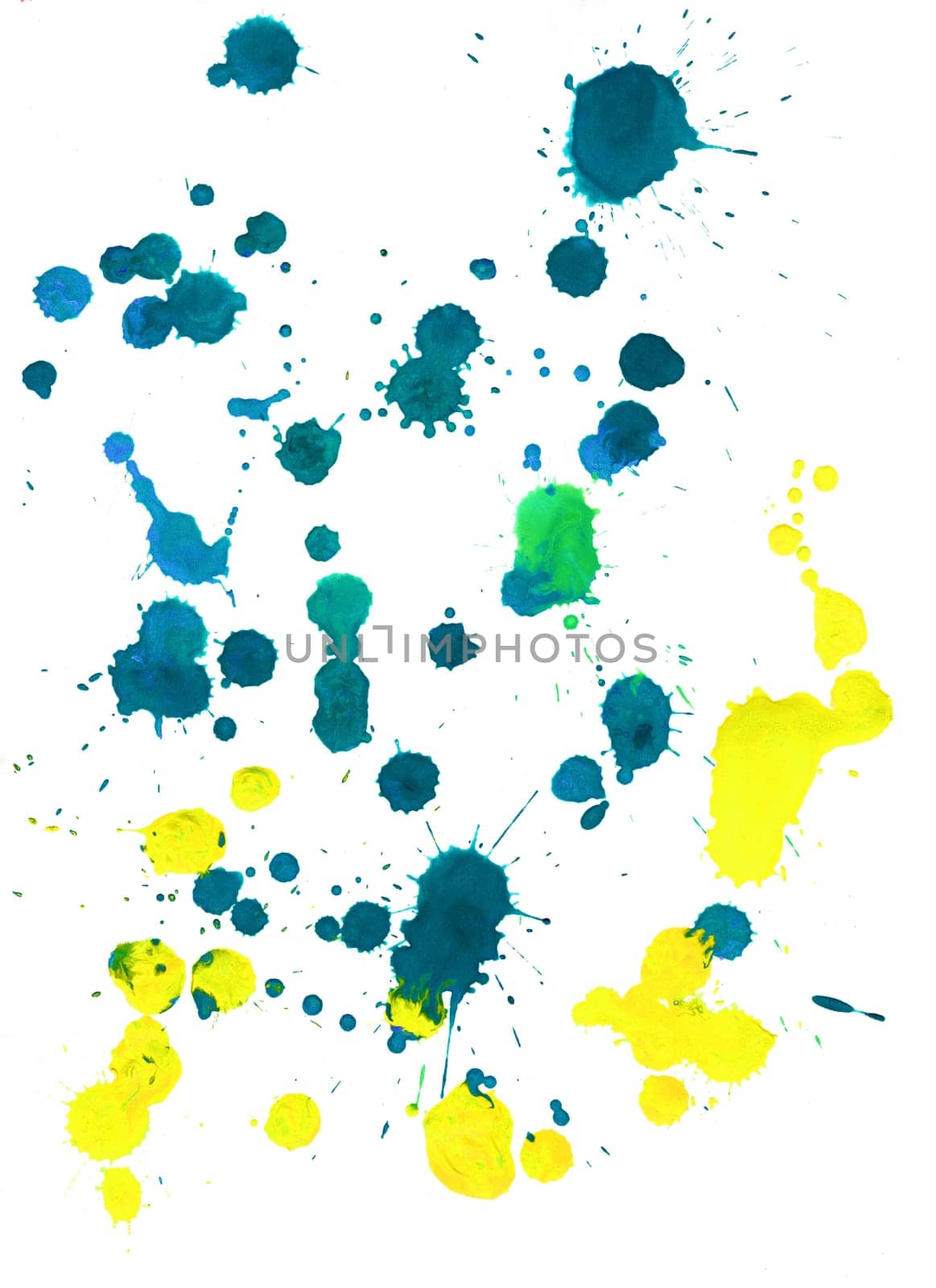 Drops and blots together with watercolor and gouache monotypes isolated on a white background by MarinaVoyush