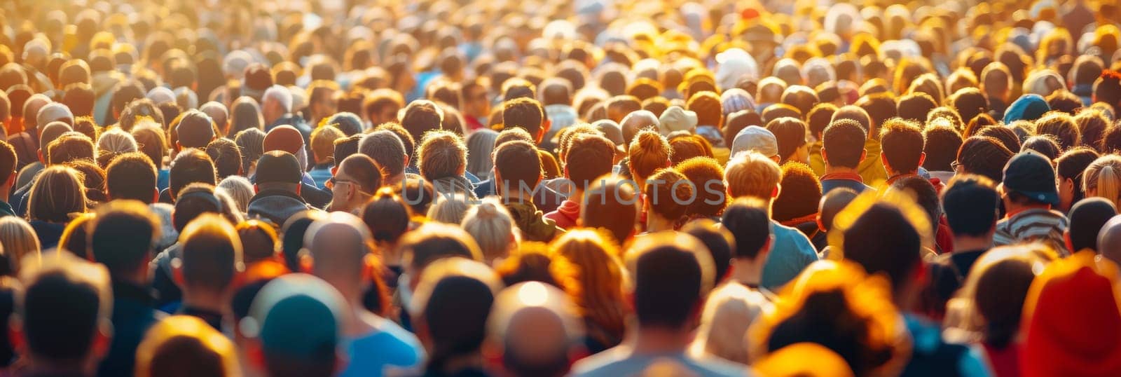 A large crowd of people standing in a field