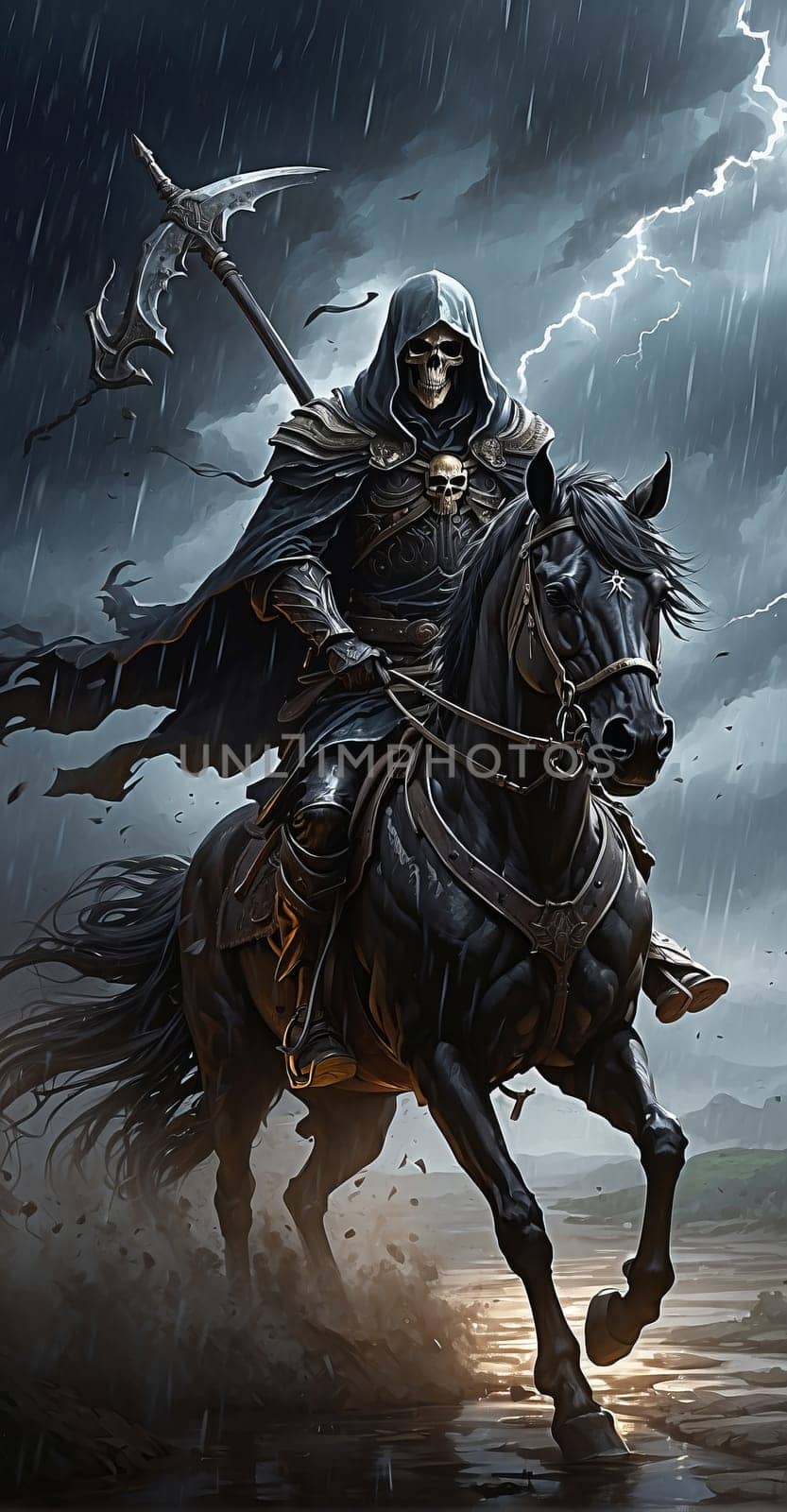 Horseman of Death on a Stormy Night by applesstock