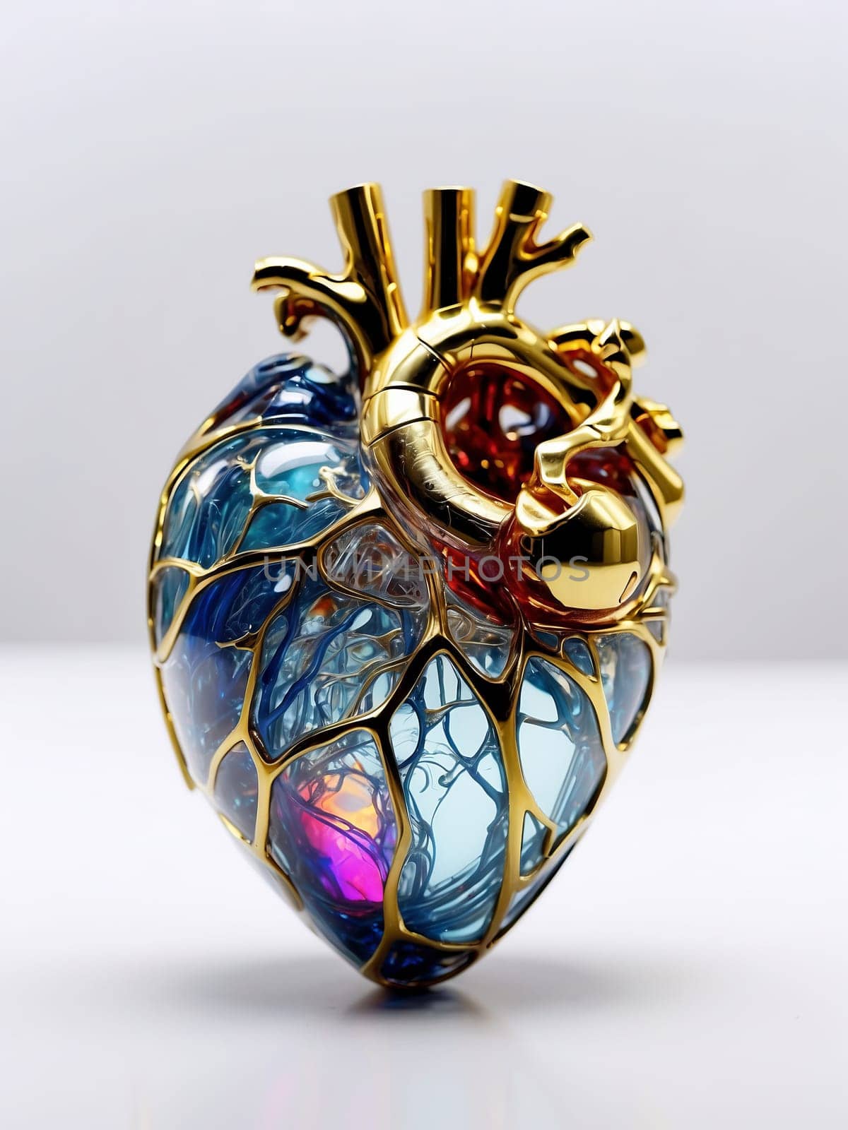 Crystal Golden Heart. AI generated