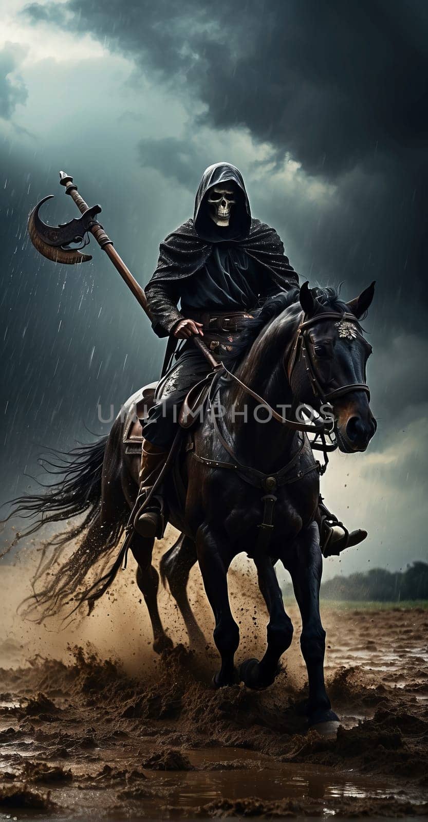 Horseman of Death on a Stormy Night by applesstock