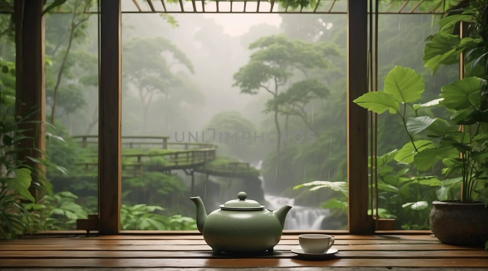 Tea drinking in the tropics. AI generated