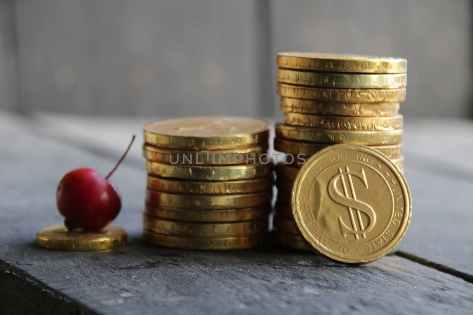 Business success concept with golden coins money.