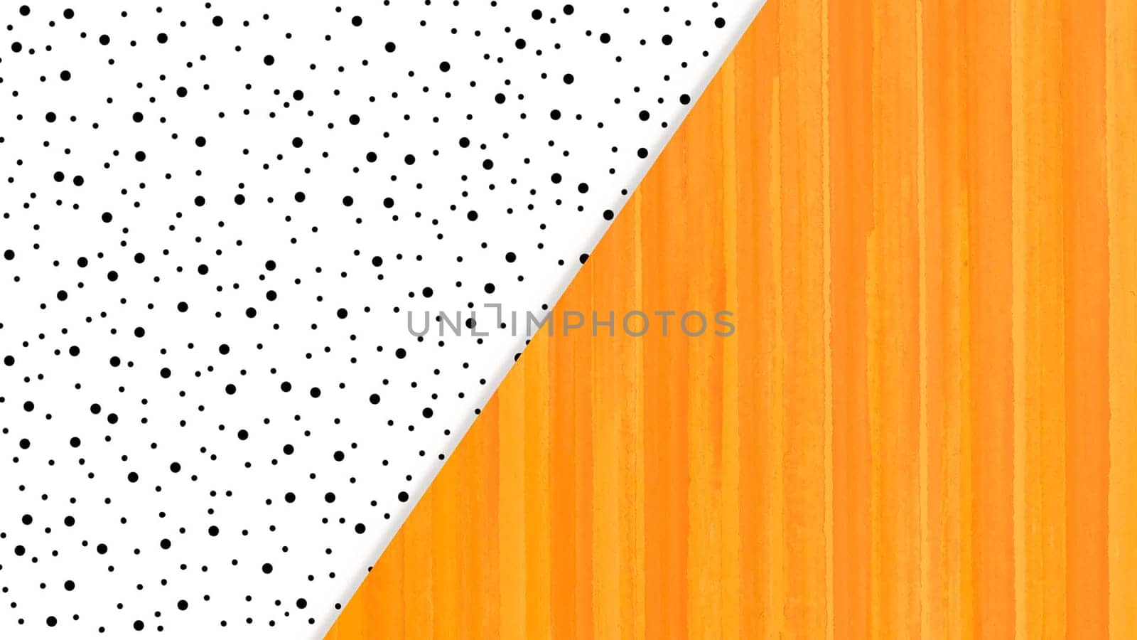A vibrant orange and white background adorned with evenly spaced black dots. The dots provide contrast and add visual interest to the otherwise simple design, creating a playful and modern aesthetic.