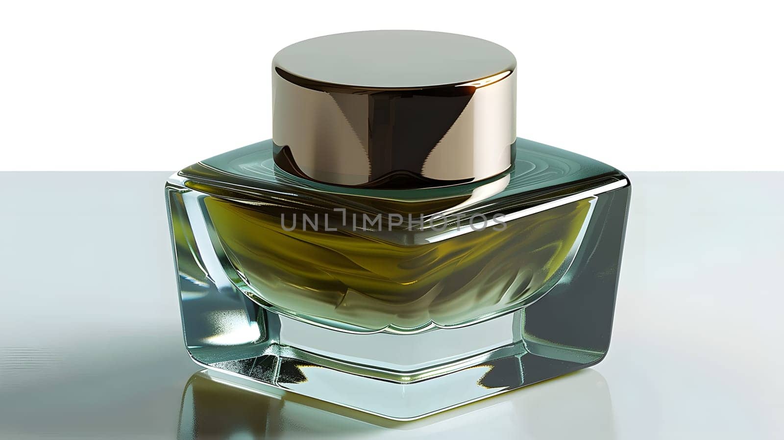 A small bottle of perfume rests on the table, filled with fragrant liquid by Nadtochiy