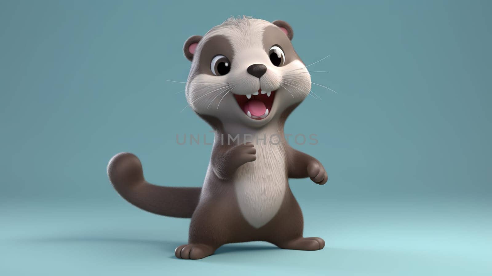 Playful Animated Otter on a Blue Background by chrisroll