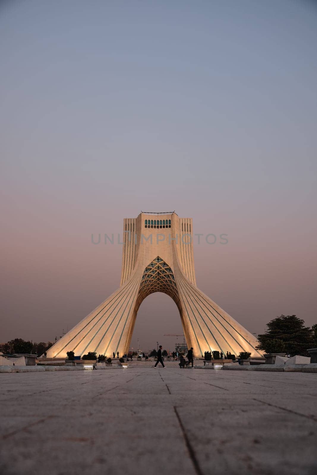 Azadi Tower is a symbol of freedom in Iran, the main symbol of Iran's capital. MS ZI LA Azadi Tower - Freedom Tower, the gateway to Tehran, Popular tourist point at twilight. 02.12.23 Tehran, Iran.