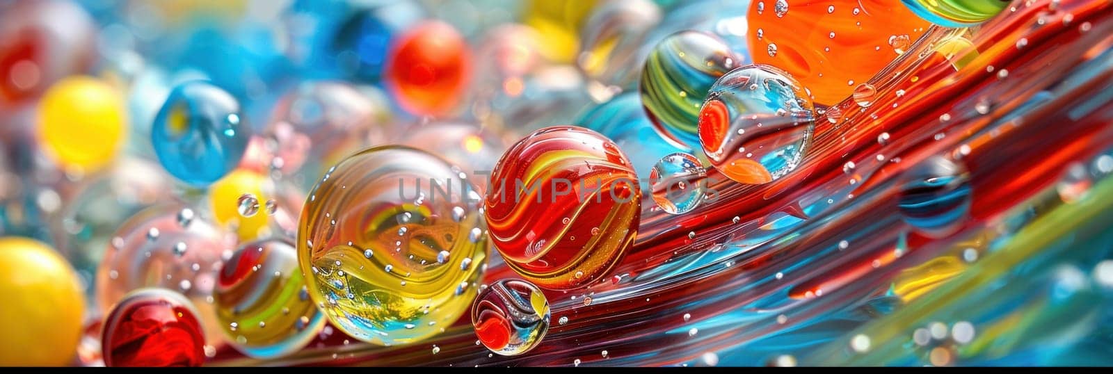 A colorful collection of marbles with a rainbow of colors.