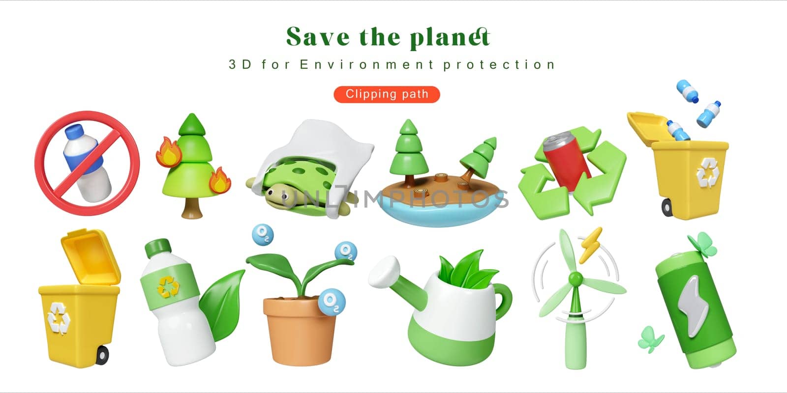 Eco Global Warming icon set Illustration Eco global warming icons for Environment protection, save the planet, for poster, web, social media post. 3D Illustration by meepiangraphic