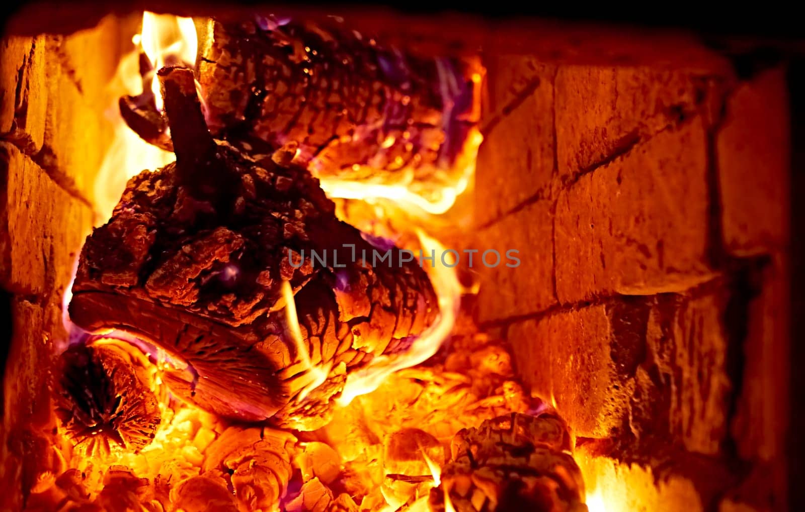 wood burn in a Russian furnace. Background. natural light. color