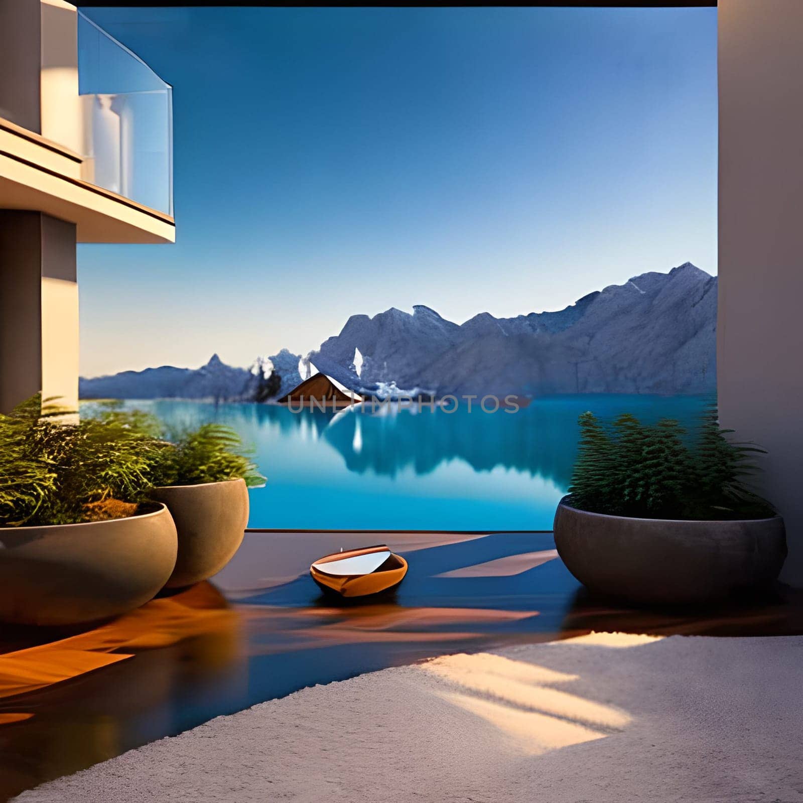 3d rendering modern Home with luxury décor Picture is AI-generated illustration.