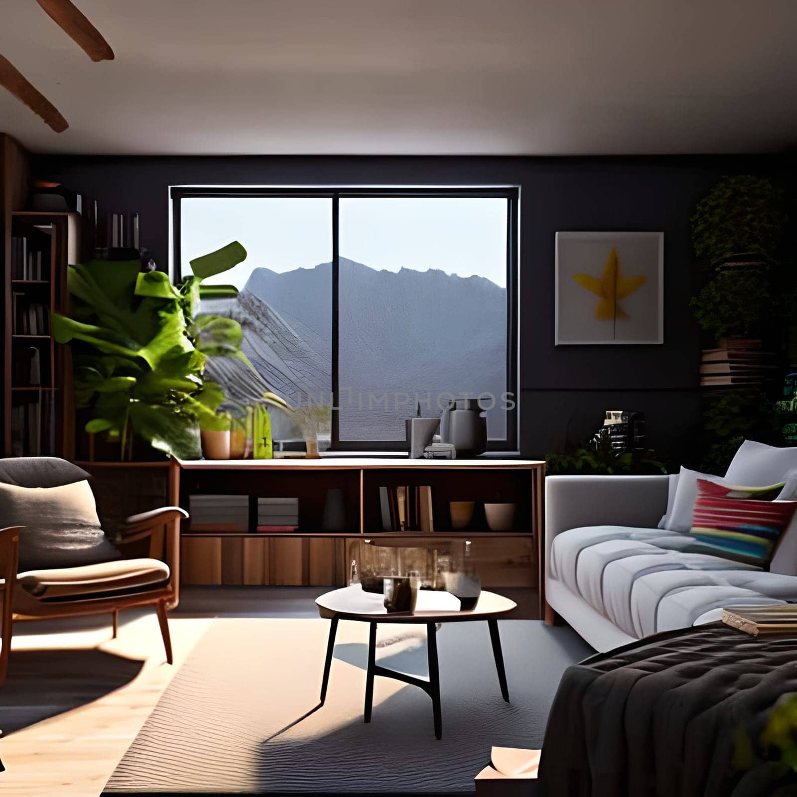 3d rendering loft luxury living Home Picture is AI-generated illustration. by TravelSync27