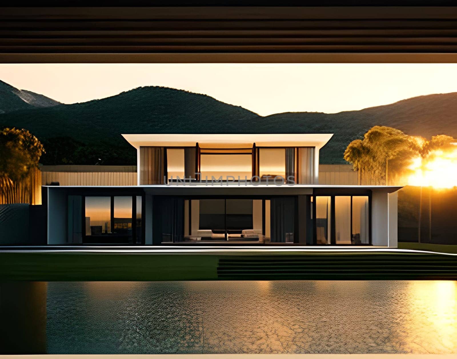3d rendering modern Home with luxury décor Picture is AI-generated illustration.