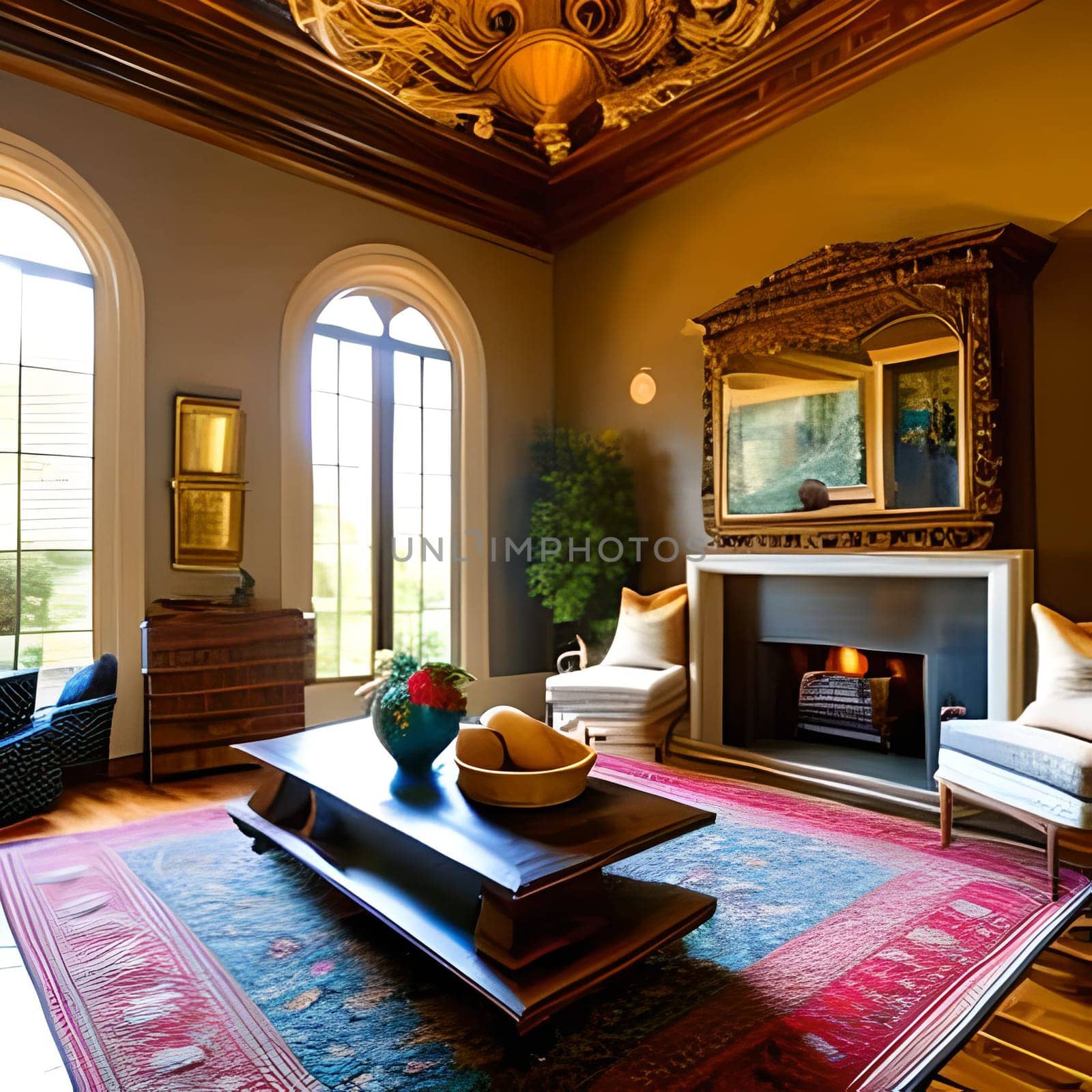 3d rendering of modern cozy house Picture is AI-generated illustration.