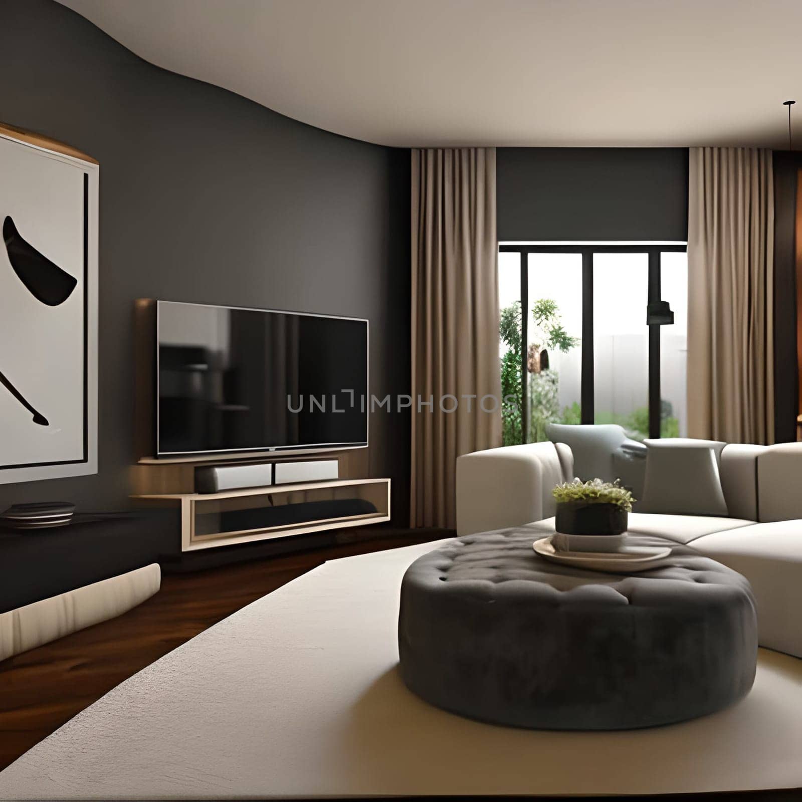 3d rendering of modern  house Picture is AI-generated illustration. by TravelSync27