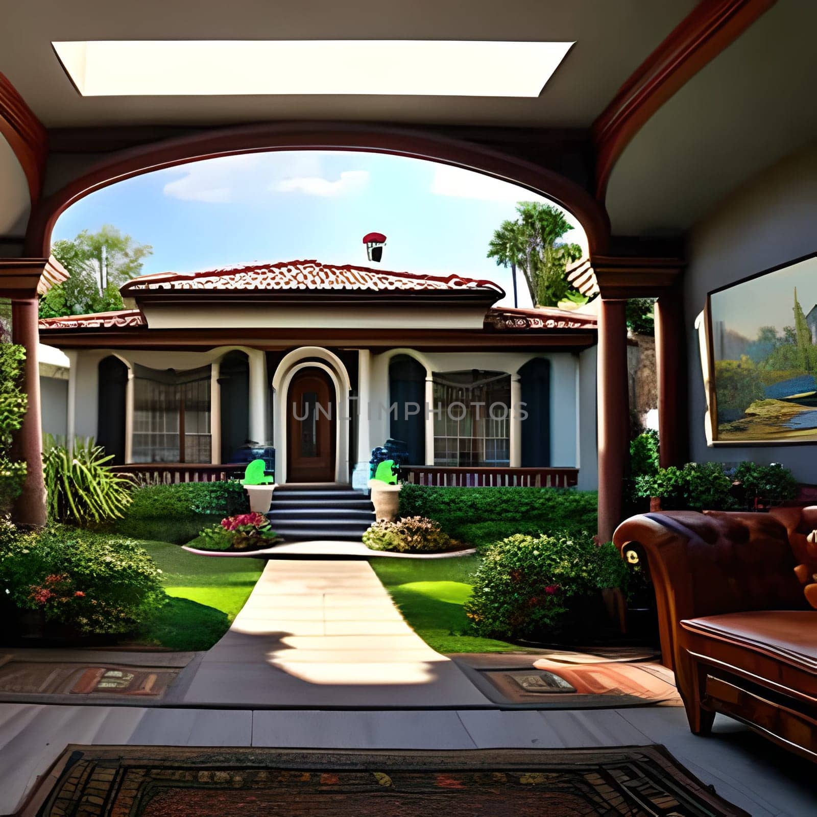 3d rendering of modern  house Picture is AI-generated illustration. by TravelSync27