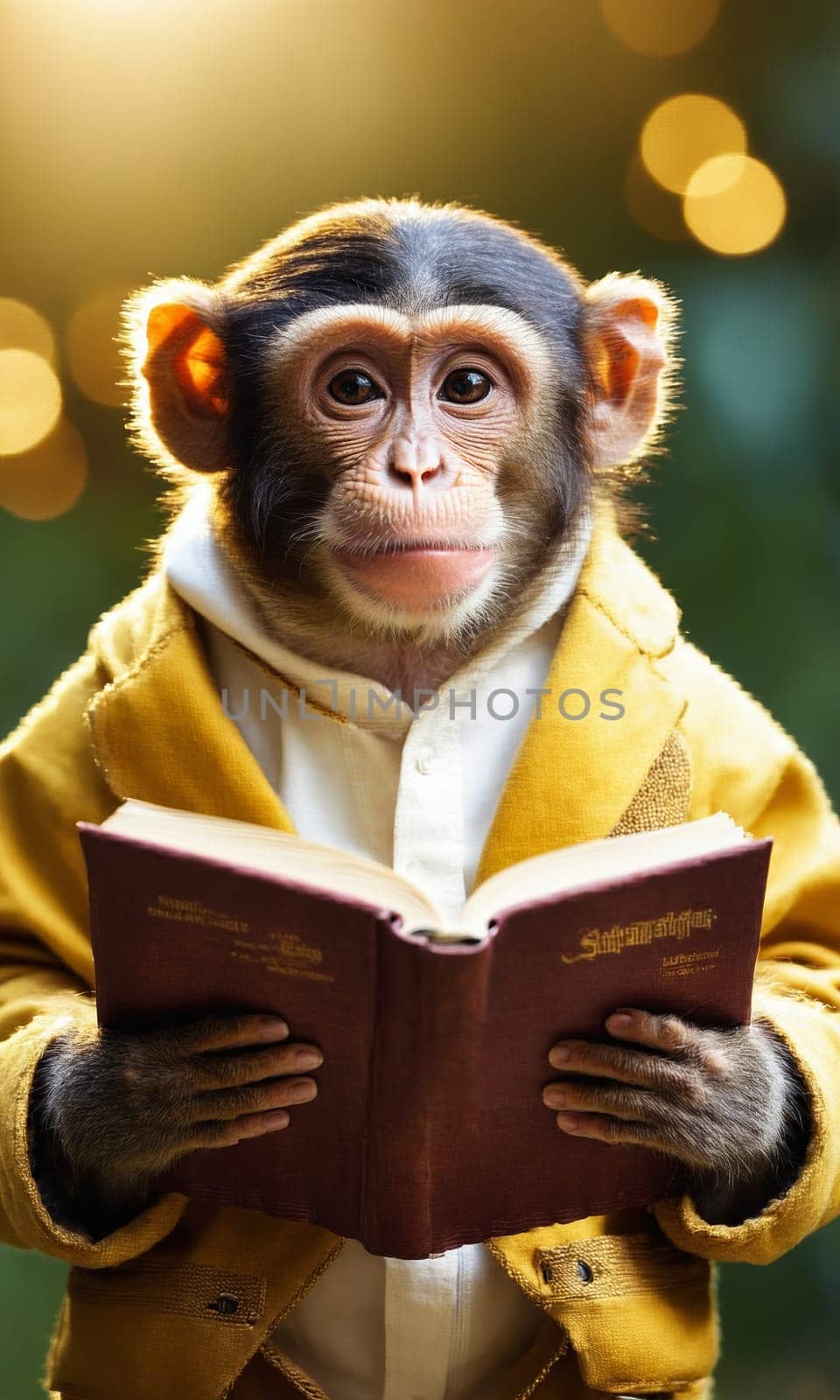 a monkey in a coat reading a book by Andre1ns