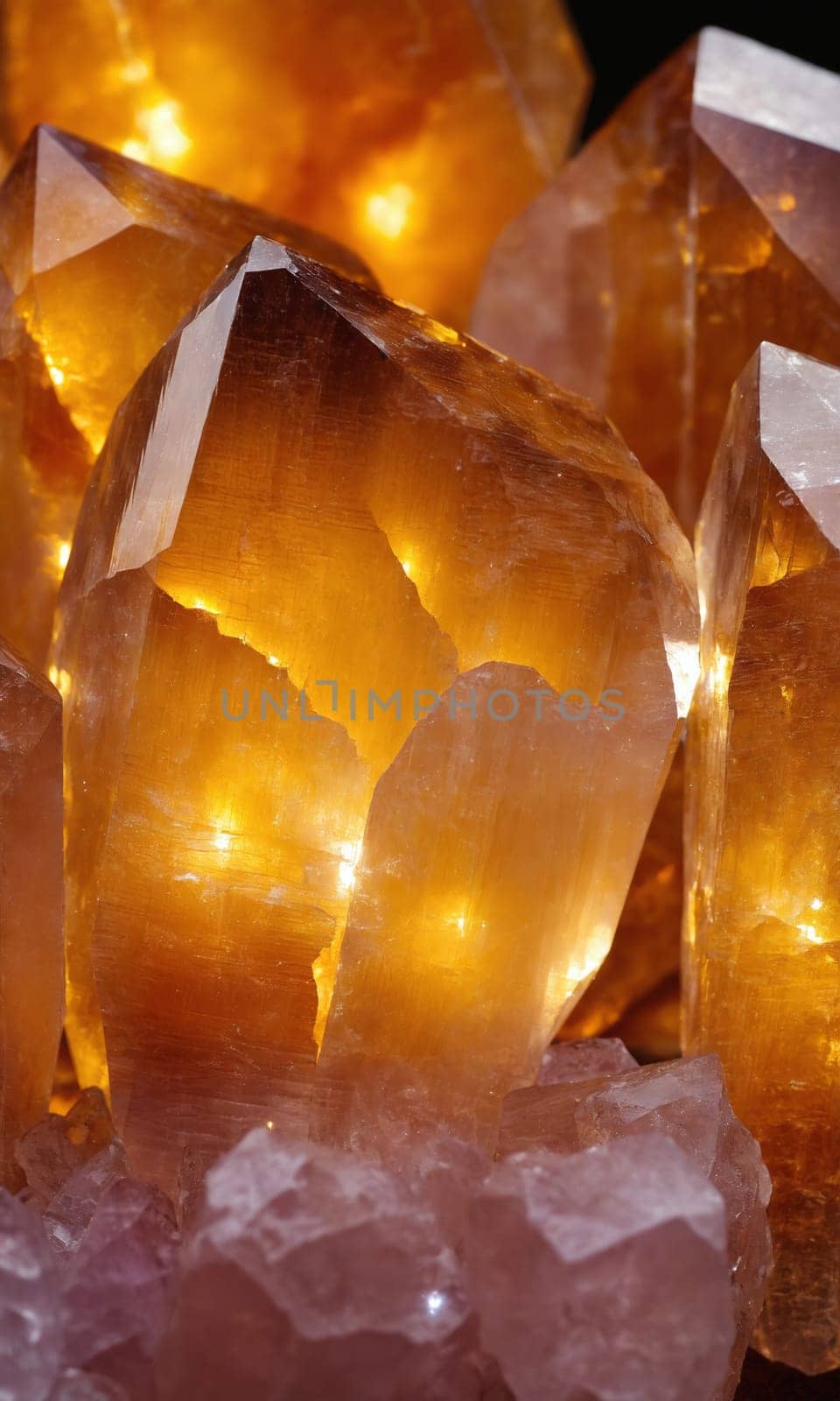 Close-up of a group of quartz crystals.