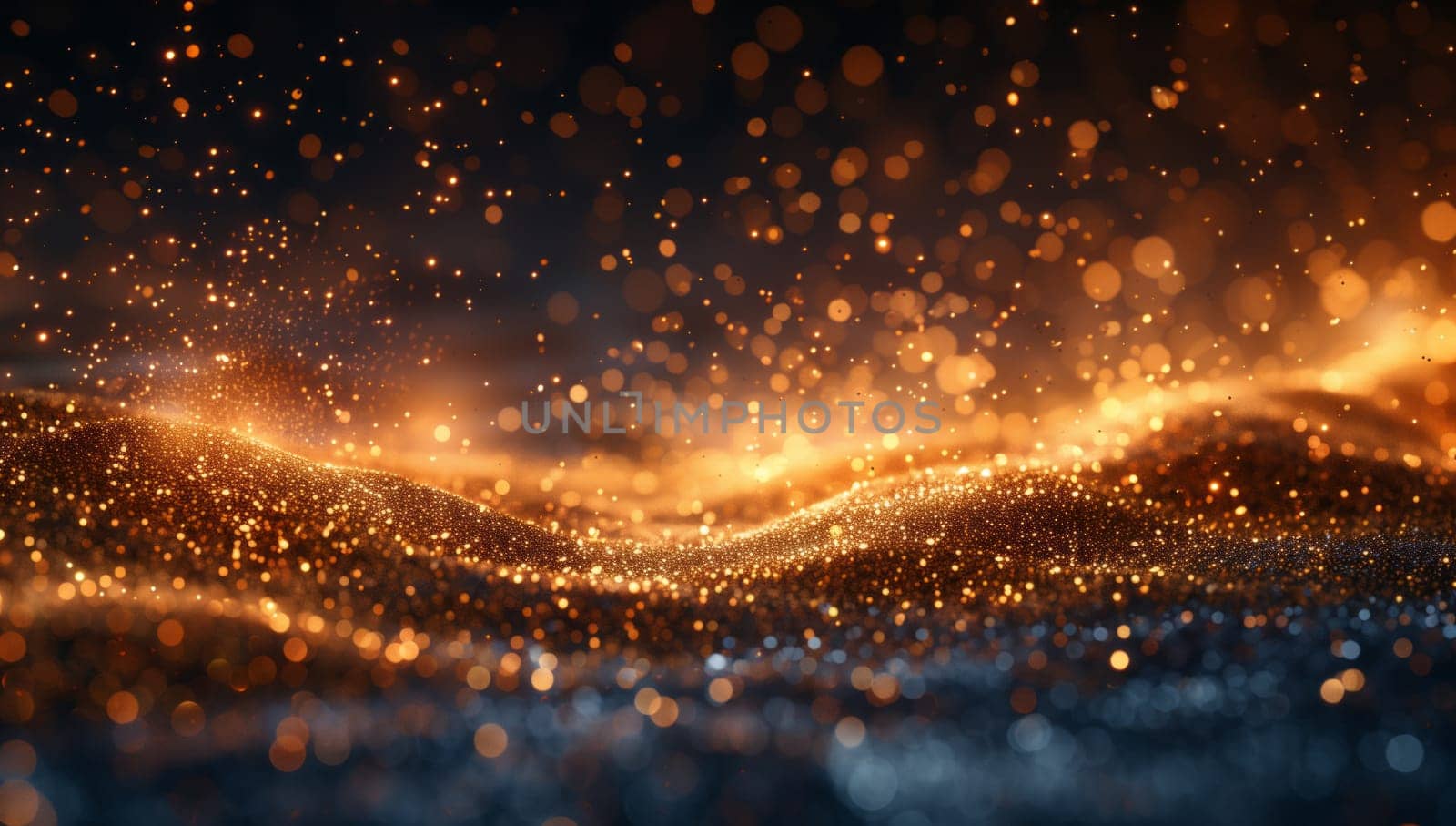 An indistinct image of a fiery wave on a dark backdrop, resembling a liquid cascade or an astronomical object in the night sky