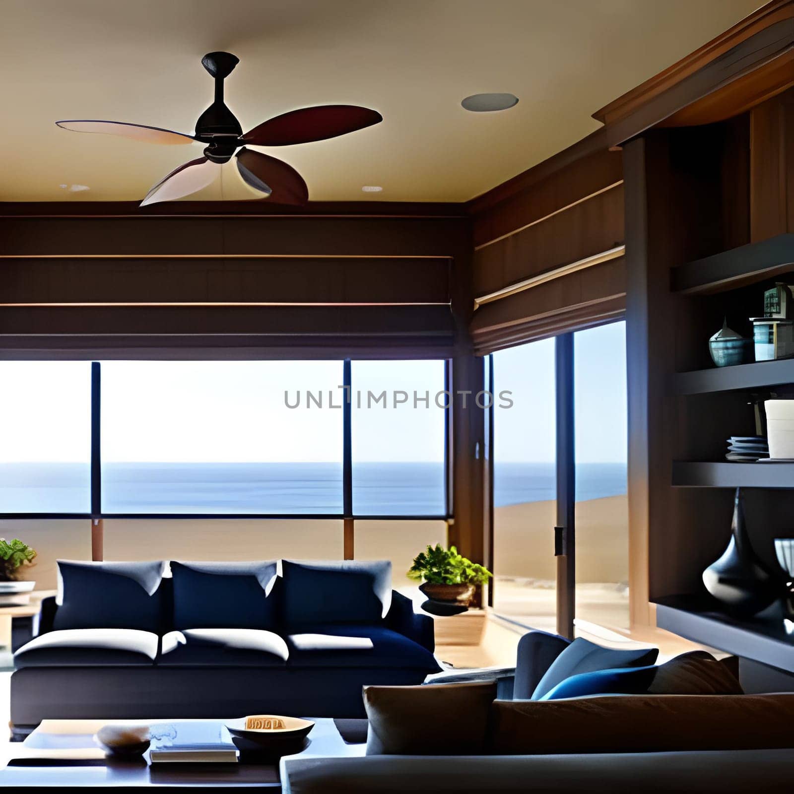 Interior of modern  Home , 3d render Picture is AI-generated illustration.