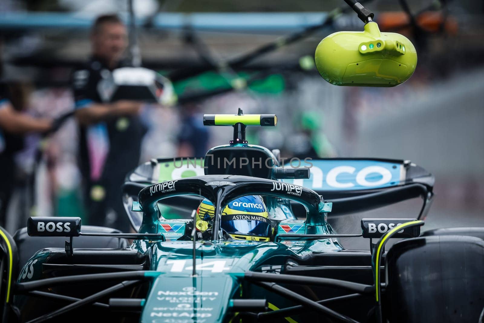 MELBOURNE, AUSTRALIA - MARCH 23: Fernando Alonso of Spain drives the Aston Martin AMR24 Mercedes during third practice at the 2024 Australian Grand Prix at Albert Park in Melbourne, Australia