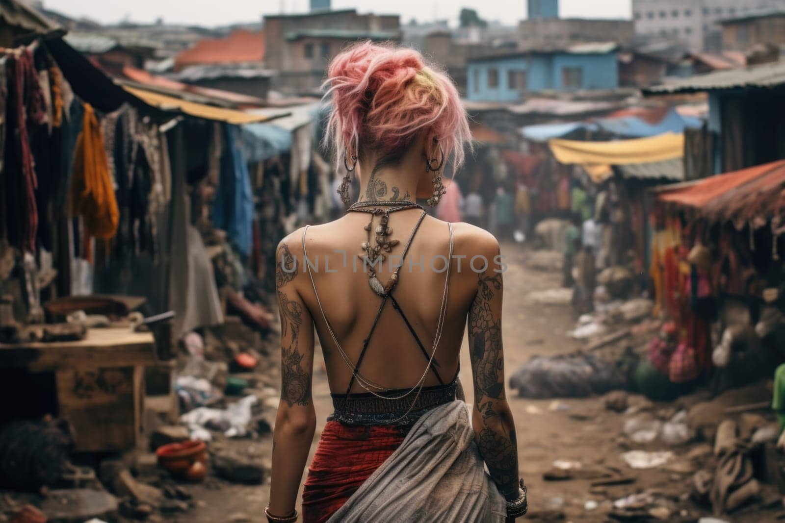 Portrait of a Stylish young girl in an African slum.