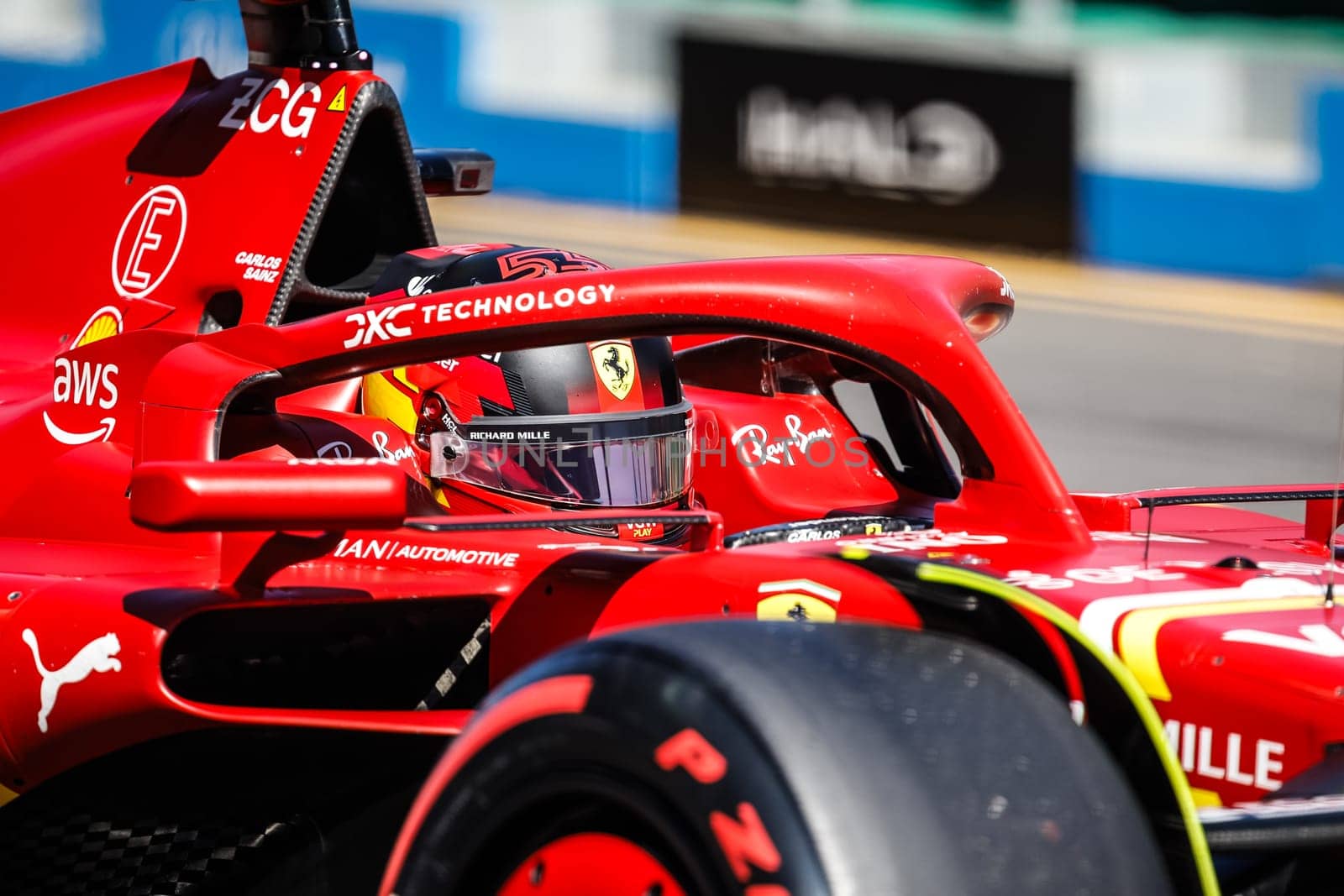 MELBOURNE, AUSTRALIA - MARCH 24: Carlos Sainz of Spain drives the Ferrari SF-24 during the 2024 Australian Grand Prix at Albert Park in Melbourne, Australia