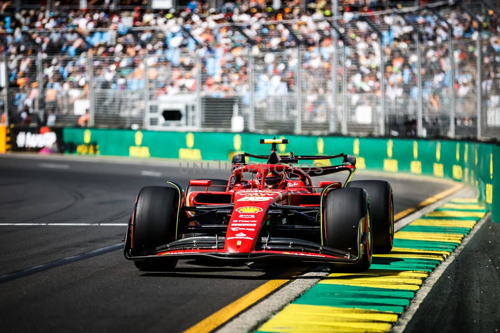 MELBOURNE, AUSTRALIA - MARCH 22: Carlos Sainz of Spain drives the Ferrari SF-24 during first practice in the 2024 Australian Grand Prix at Albert Park in Melbourne, Australia