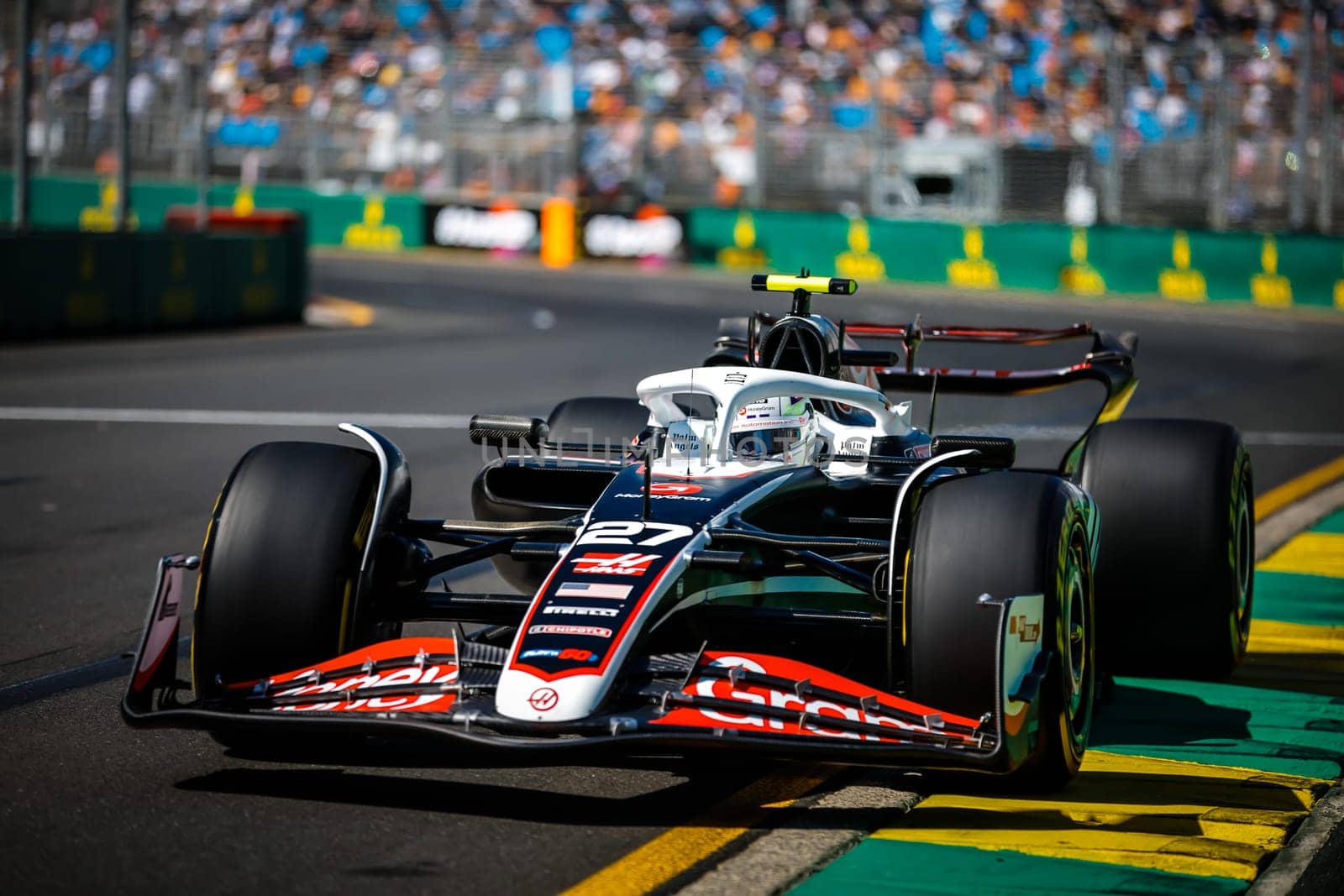 MELBOURNE, AUSTRALIA - MARCH 22: Nico Hulkenberg of Germany drives the Haas F1 VF-24 Ferrari during first practice in the 2024 Australian Grand Prix at Albert Park in Melbourne, Australia