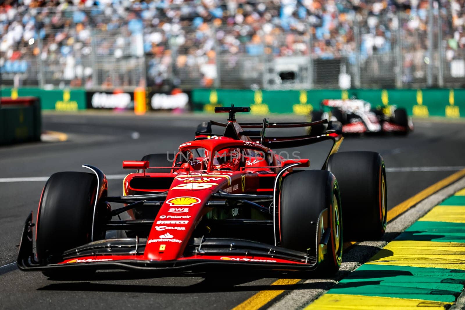 MELBOURNE, AUSTRALIA - MARCH 22: Charles LeClerc of Monaco drives the Ferrari SF-24 during first practice in the 2024 Australian Grand Prix at Albert Park in Melbourne, Australia