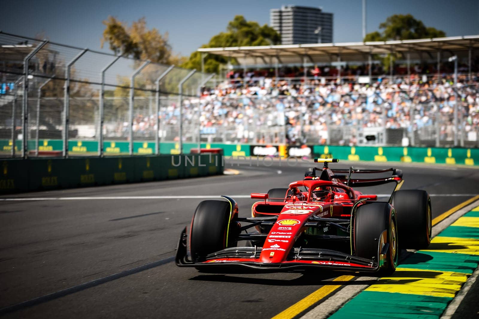 MELBOURNE, AUSTRALIA - MARCH 22: Carlos Sainz of Spain drives the Ferrari SF-24 during first practice in the 2024 Australian Grand Prix at Albert Park in Melbourne, Australia