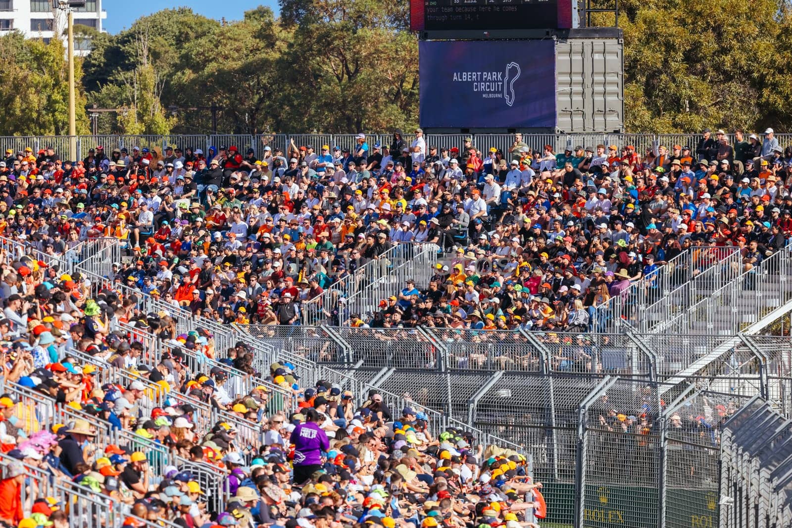 MELBOURNE, AUSTRALIA - MARCH 23: Fan atmosphere during qualifying at the 2024 Australian Grand Prix at Albert Park in Melbourne, Australia