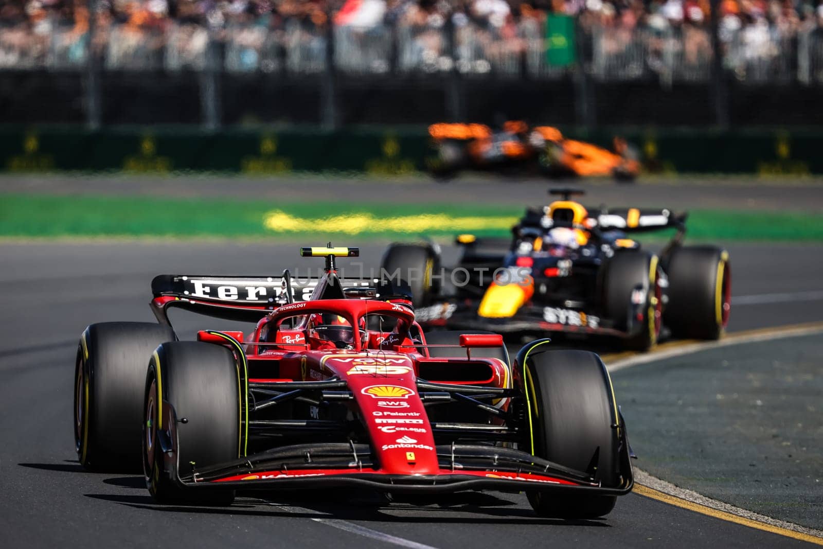 MELBOURNE, AUSTRALIA - MARCH 24: Carlos Sainz of Spain drives the Ferrari SF-24 during the 2024 Australian Grand Prix at Albert Park in Melbourne, Australia