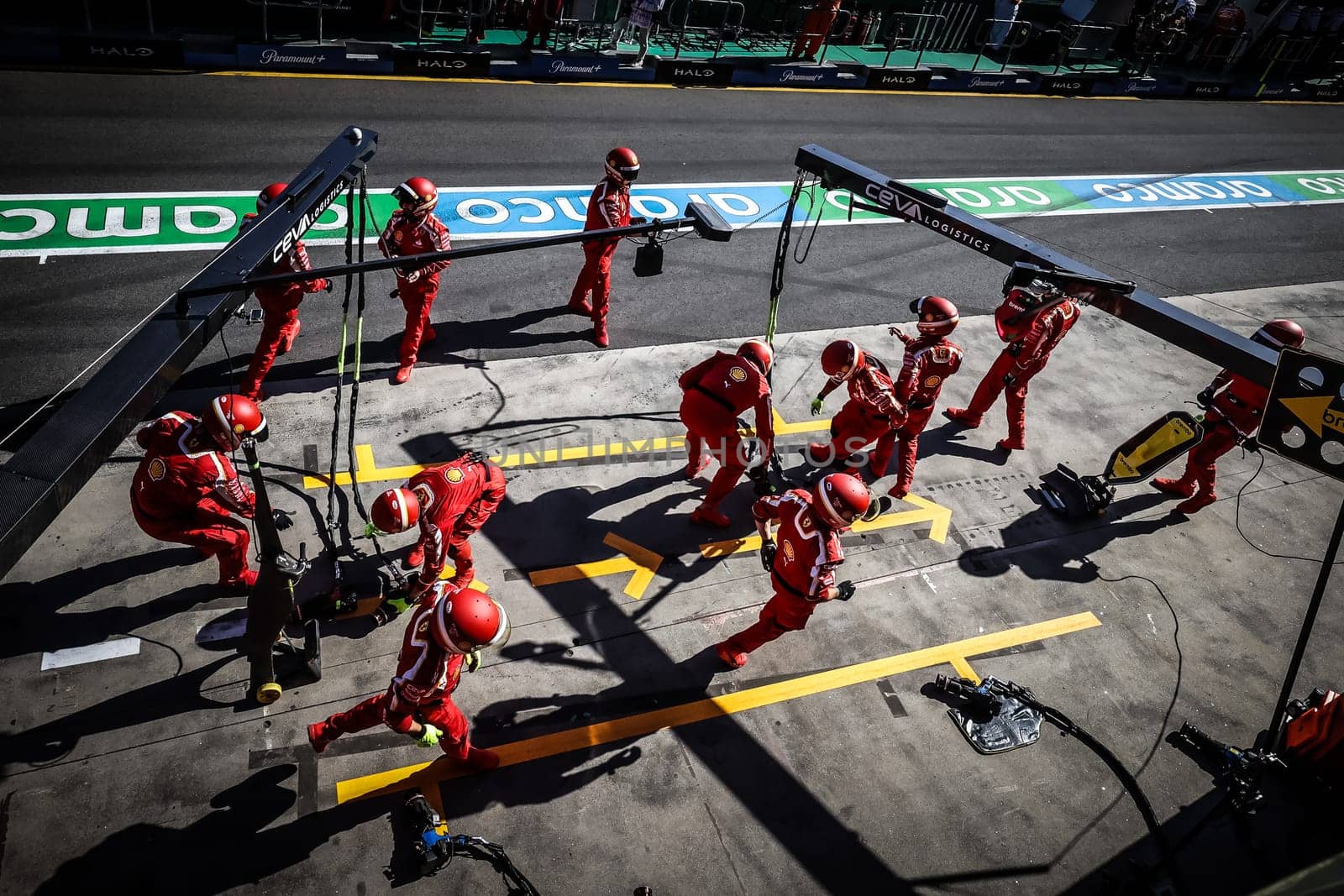 MELBOURNE, AUSTRALIA - MARCH 24: Scuderia Ferrari pit crew before winning the 2024 Australian Grand Prix at Albert Park in Melbourne, Australia