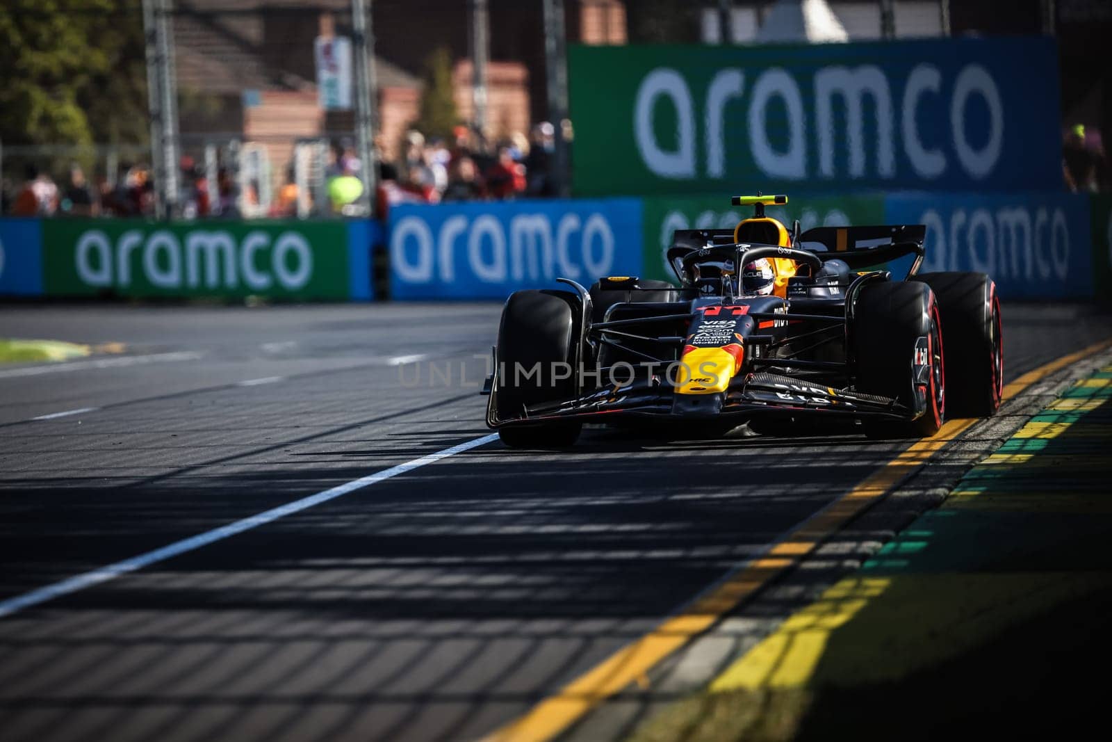 MELBOURNE, AUSTRALIA - MARCH 22: Sergio Perez of Mexico drives the Oracle Red Bull Racing RB20 during second practice in the 2024 Australian Grand Prix at Albert Park in Melbourne, Australia